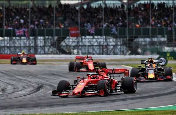 Leclerc reacts to the British GP crash between Verstappen and Vettel