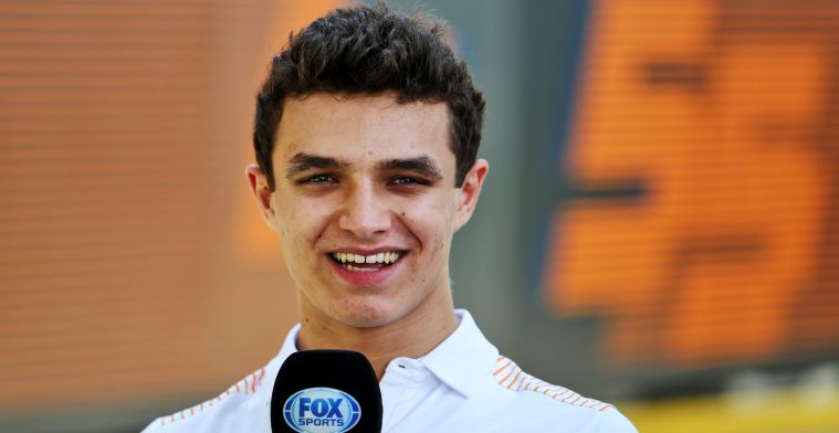 Norris gets into a Formula 3 car to get ready for the season