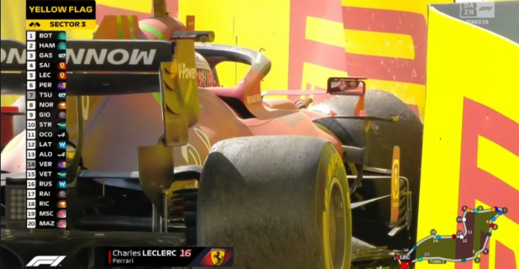 Leclerc parks car in the wall and gives Ferrari a lot of extra work