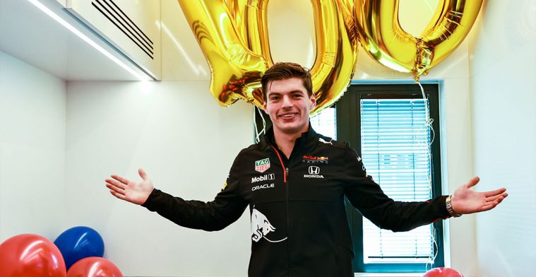 Red Bull surprises Verstappen with 100 balloons for 100 races with the team