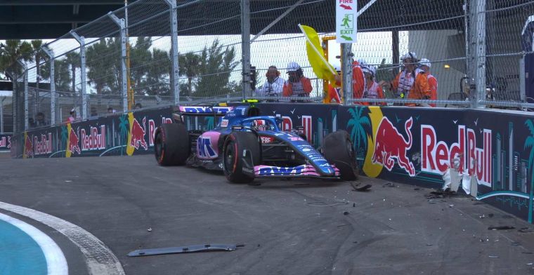 Red flag in FP3 Miami due to crash Ocon