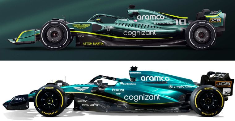Aston Martin's new AMR23 compared to 2022 F1 car