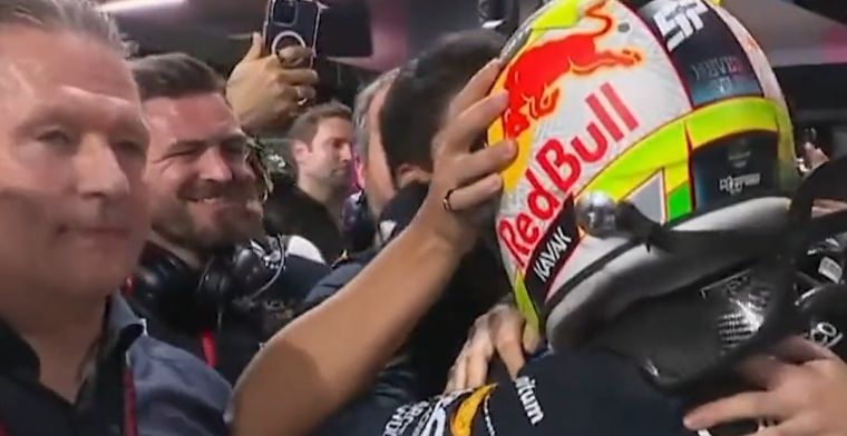Jos Verstappen looks uncomfortable during Perez party