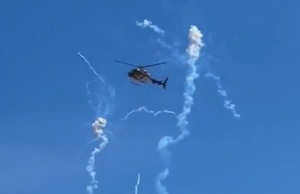 Near disaster: F1 helicopter narrowly avoids fireworks